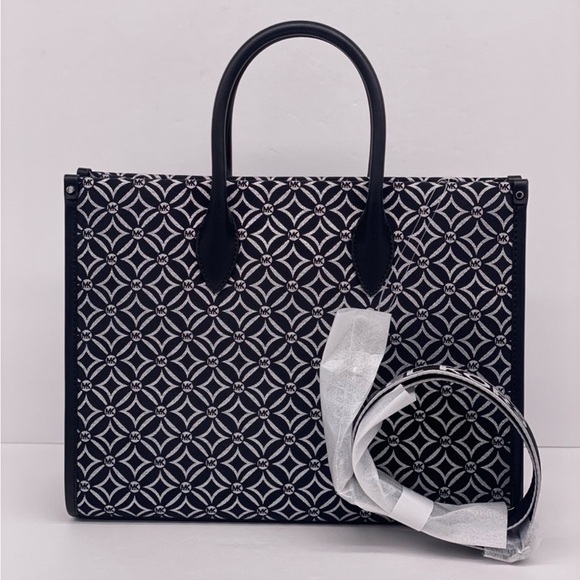 Michael Kors Mirella Medium Metallic Logo Jacquard Tote Bag - Picture 4 of 11